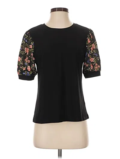 Pre-owned Cece Short Sleeve Top Black Mock Neckline Tops