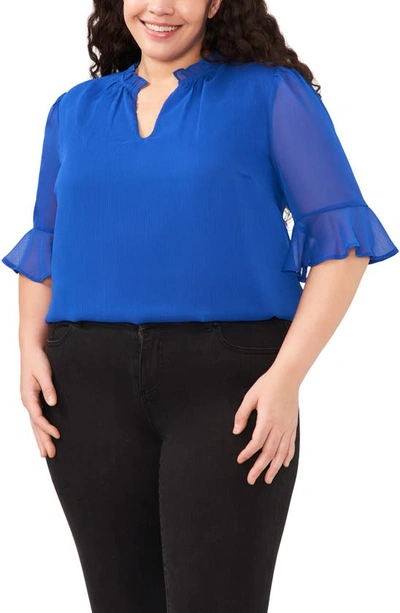 Cece Trumpet Sleeve Top In Deep Royal Blue