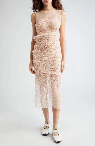 Cecilie Bahnsen Vanda Sleeveless Silk Midi Dress In Light Pink