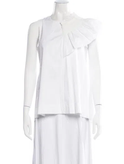 Pre-owned Cedric Charlier Asymmetrical Sleeveless Top In Neutrals