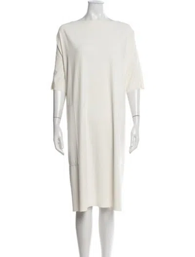 Pre-owned Cedric Charlier Bateau Neckline Midi Length Dress In Neutrals
