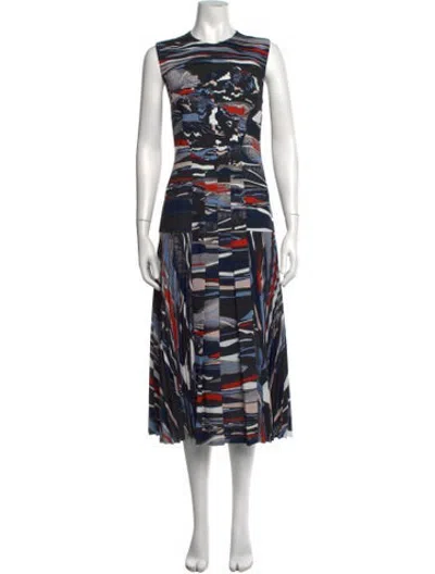Pre-owned Cedric Charlier Graphic Print Midi Length Dress In Black