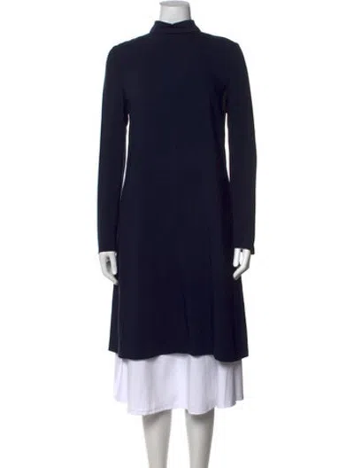 Pre-owned Cedric Charlier Mock Neck Long Sleeve Tunic In Blue