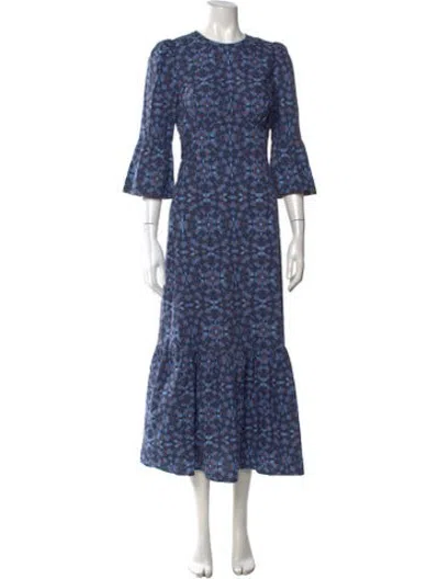 Pre-owned Cefinn Patterned Long Dress In Blue