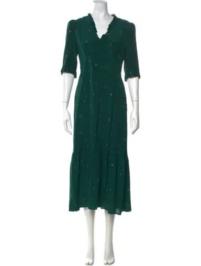 Pre-owned Cefinn Silk Midi Length Dress In Green
