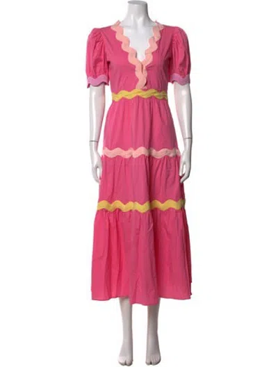 Pre-owned Celia B Colorblock Pattern Midi Length Dress In Pink