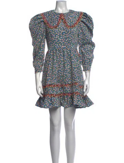 Pre-owned Celia B Floral Print Mini Dress In Blue