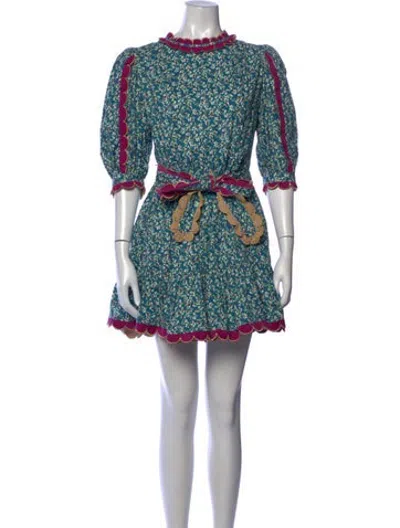 Pre-owned Celia B Floral Print Mini Dress In Blue