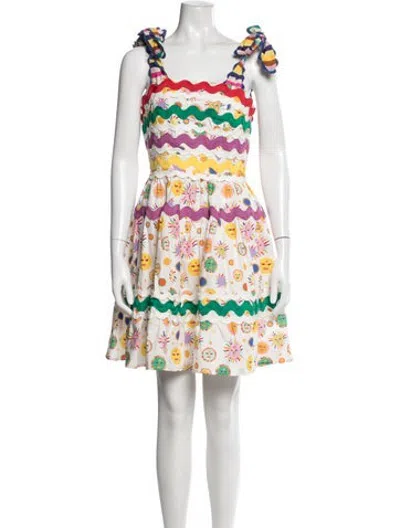 Pre-owned Celia B Graphic Print Mini Dress In Neutrals