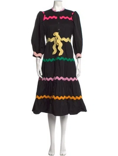 Pre-owned Celia B Patterned Midi Length Dress In Black
