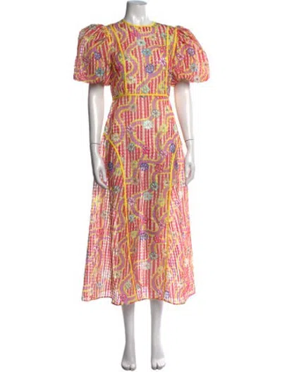 Pre-owned Celia B Plaid Print Midi Length Dress In Pink