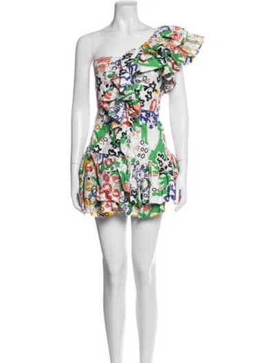 Pre-owned Celia B Printed Mini Dress In White