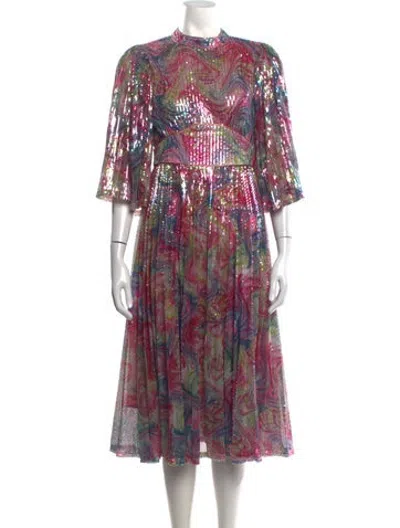 Pre-owned Celia B Tie-dye Print Midi Length Dress In Pink