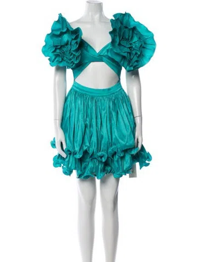 Pre-owned Celia B V-neck Mini Dress W/ Tags In Blue