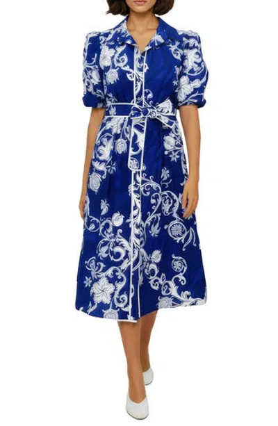 Celina Moon Janeli Sky Cotton Shirtdress In Blue