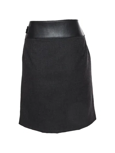 Pre-owned Celine 2011 Leather-trim Mini Skirt In Black