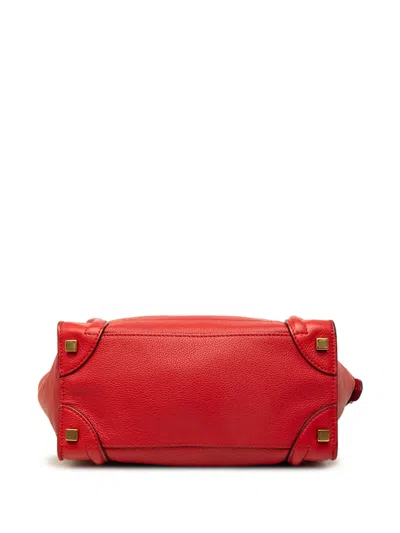 Pre-owned Celine 2013 Micro Drummed Calfskin Luggage Tote Bag In Red