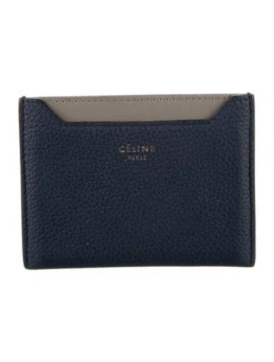 Pre-owned Celine 2017 Leather Card Holder In Blue