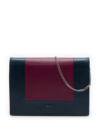 Pre-owned Celine 2017 Leather Frame Wallet On Chain Crossbody Bag In Red