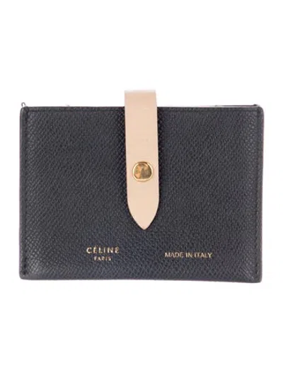 Pre-owned Celine 2018 Strap Accordion Card Holder In Black
