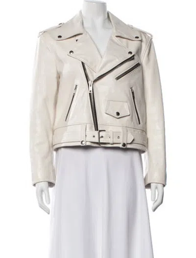Pre-owned Celine 2022 Calfskin Biker Jacket In Neutrals