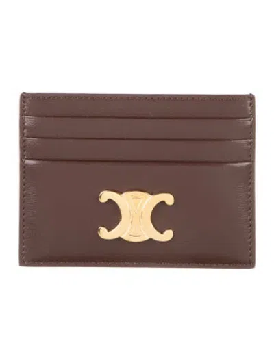 Pre-owned Celine 2025 Triomphe Card Holder In Brown