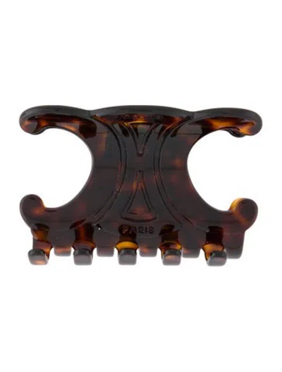 Pre-owned Celine Acrylic Hairclip In Brown
