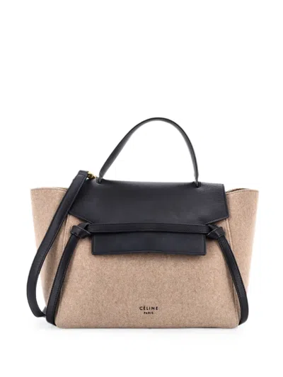 Pre-owned Celine Belt Bag Felt And Leather Mini Satchel In Black