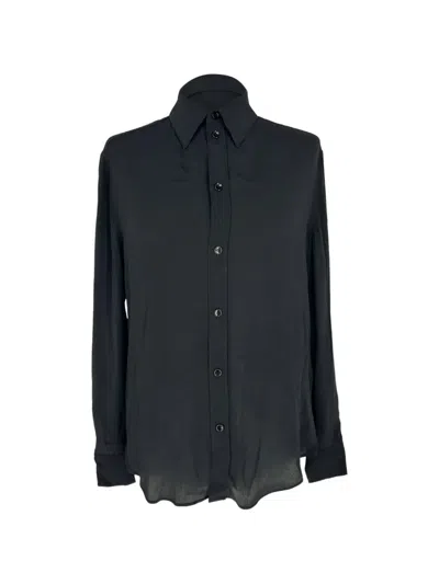 Pre-owned Celine Button-up Long-sleeve Blouse In Black