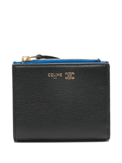 Celine Capsule Leather Wallet In Blue