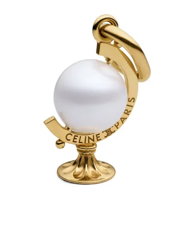 Celine Charms Globe In Brass With Gold Finish And Resin Pearl In Multi
