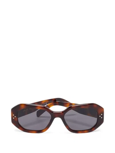 Pre-owned Celine Cl40255i 3 Dots Rectangle Sunglasses In Brown
