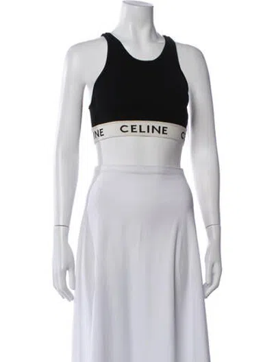 Pre-owned Celine Crew Neck Sleeveless Sports Bra In White