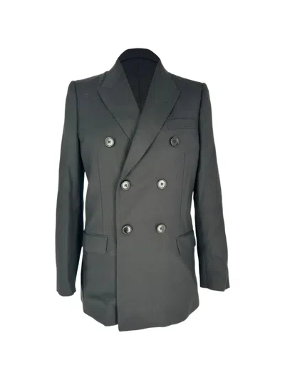Pre-owned Celine Double-breasted Tailored Wool Blazer In Black