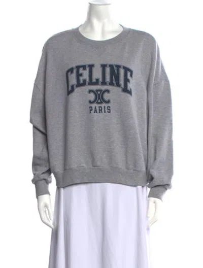 Pre-owned Celine Graphic Print Crew Neck Sweatshirt In Grey