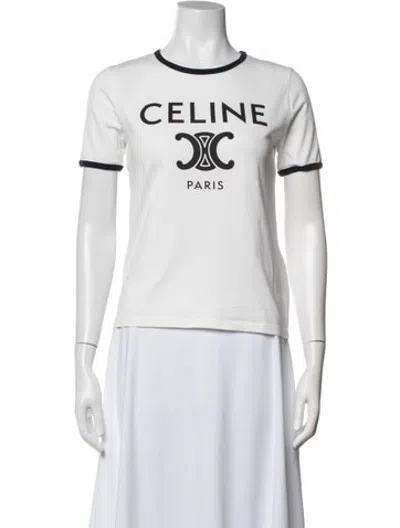 Pre-owned Celine Graphic Print Crew Neck T-shirt In Black/blue/white