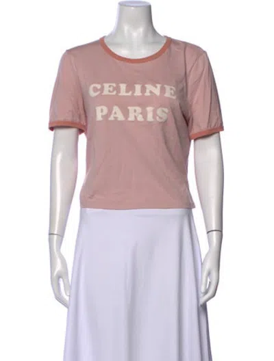Pre-owned Celine Graphic Print Crew Neck T-shirt In Pink