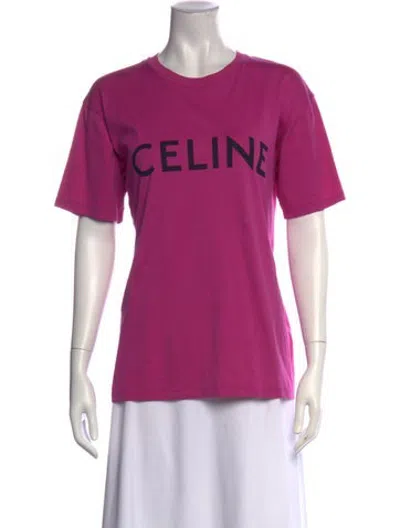 Pre-owned Celine Graphic Print Crew Neck T-shirt In Purple