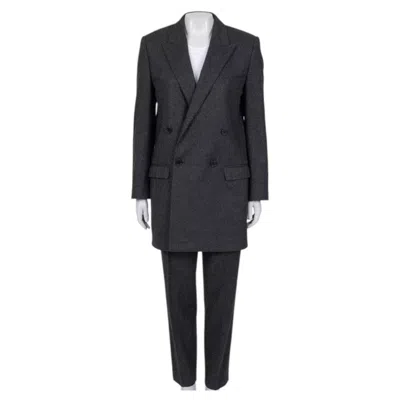 Pre-owned Celine Gray Wool Suit 2020: Double Breasted Jacket & Tapered Pants