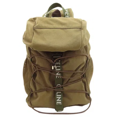 Pre-owned Celine Green Khaki Canvas Backpack () In Green, Khaki