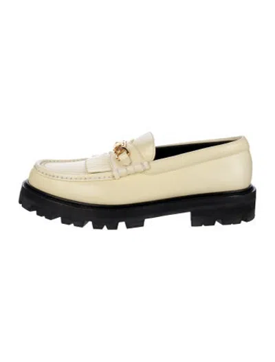 Pre-owned Celine Horsebit Accent Leather Loafers In Yellow