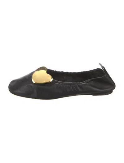 Pre-owned Celine Leather Ballet Flats In Black