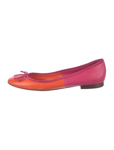 Pre-owned Celine Leather Colorblock Pattern Ballet Flats In Orange/pink