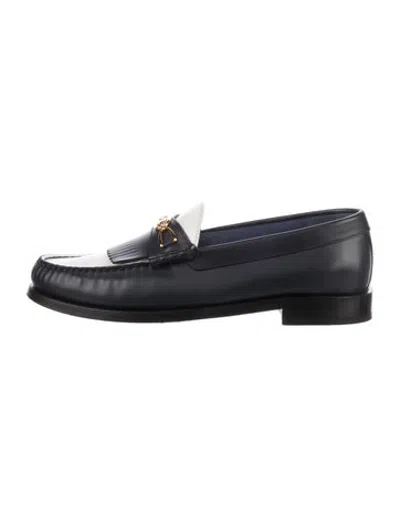 Pre-owned Celine Leather Colorblock Pattern Loafers In Blue