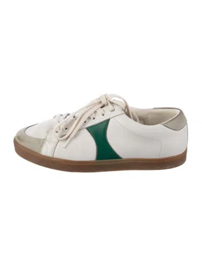 Pre-owned Celine Leather Colorblock Pattern Sneakers In White