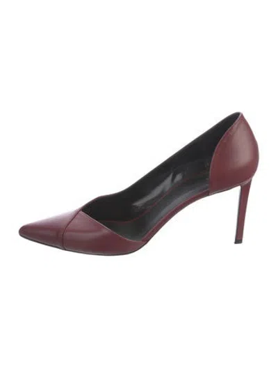 Pre-owned Celine Leather Cutout Accent Pumps In Burgundy