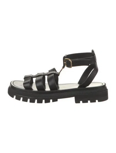 Pre-owned Celine Leather Gladiator Sandals In Black