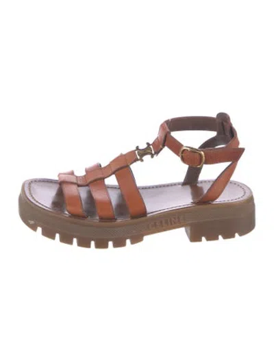 Pre-owned Celine Leather Gladiator Sandals In Brown