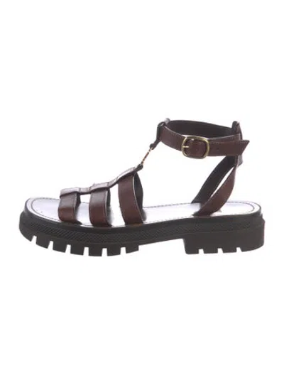 Pre-owned Celine Leather Gladiator Sandals In Brown
