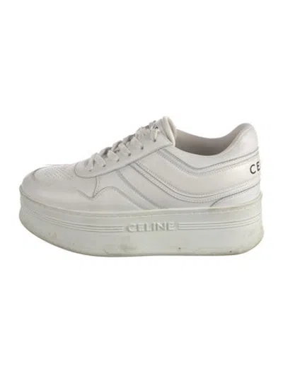 Pre-owned Celine Leather Lasercut Accents Sneakers In White